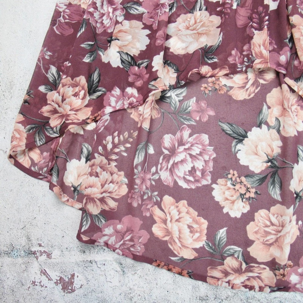 TORRID Sheer Floral Chiffon Hi-Lo Tunic Top V-Neck Tab Sleeve Plus Size 2X - Picture 8 of 11